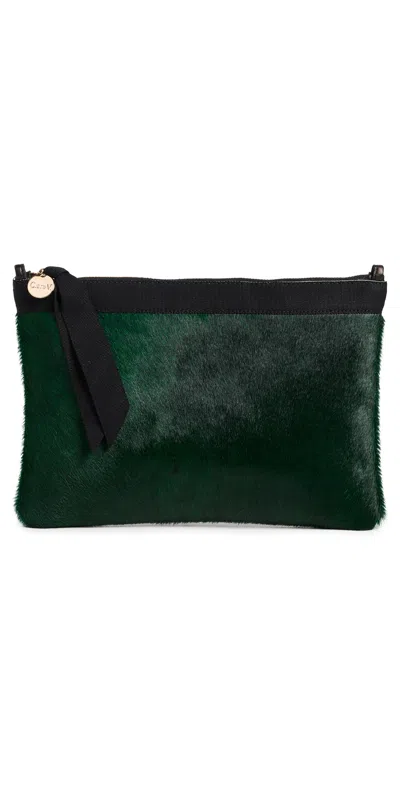 Clare V Haircalf Flat Clutch Bottle Green