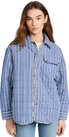 Clare V Jacques Reversible Jacket Ditsy Floral & Maroq Stripe In Ditsy Floral & Maroq Stripe