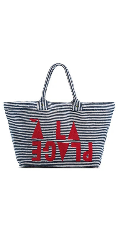 Clare V La Plage Tote Deep Dive/cream In Gray