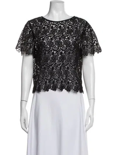 Pre-owned Clare V Lace Pattern Crew Neck Top In White