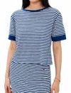 Clare V Le Bateau Tee Cobalt/cream Stripe In Blue
