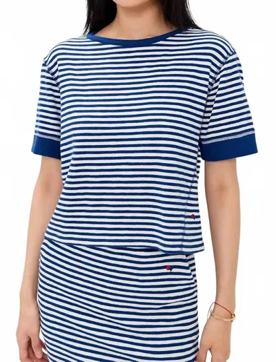 CLARE V LE BATEAU TEE IN COBALT/ CREAM STRIPE