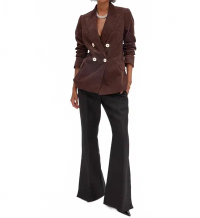 Clare V Le Blazer In Chocolate Thin Wale Corduroy In Brown