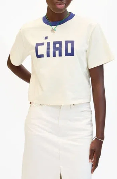Clare V . Le Caree Block Ciao T-shirt In White