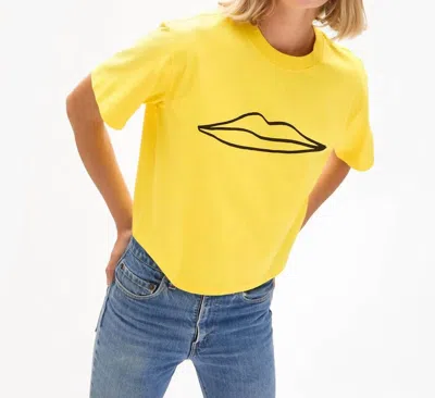 Clare V Le Carre Tee In Bright Yellow Surrealisme Lips