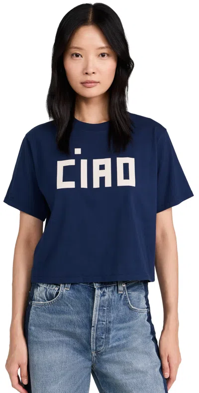 Clare V Le Carre Tee Navy W/ Cream Block Ciao