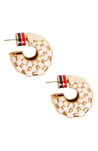 Clare V . Le Checker Hoop Earrings In Gold