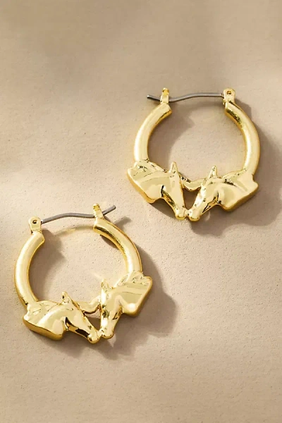 Clare V Le Cheval Horse Hoop Earrings In Gold