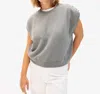 Clare V Le Cotton Vest In Grey Melange With Studs In Gold