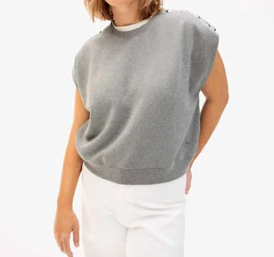Clare V Le Cotton Vest In Grey Melange With Studs In Gold