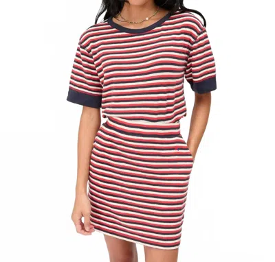 Clare V Le Mini Tube Skirt In Navy/cherry Red/cream Stripe In Multi
