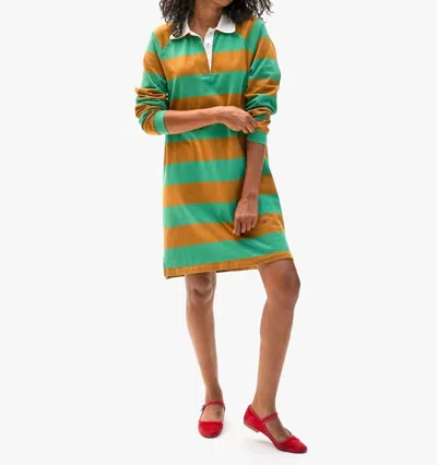Clare V Le Rugby Dress In Fern/ Desert Taupe Stripe