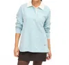 Clare V Le Rugby Embroidered Oui Top In Dusty Blue In Blue