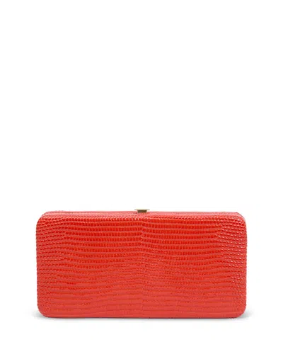 Clare V Le Tabac Lizard Embossed Leather Clutch In Red