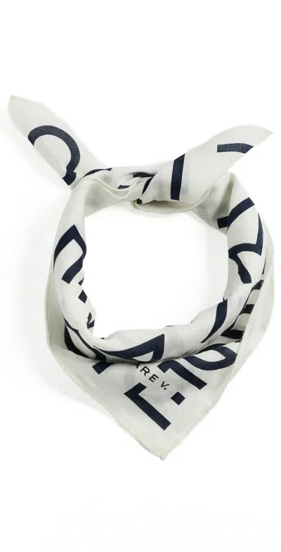 Clare V Le Text Cotton Bandana Cream W/ Navy Le Text