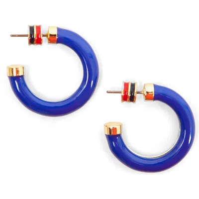 Clare V . Le Tube Hoop Earrings In Blue