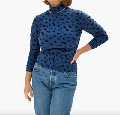 Clare V Le Turtleneck Tee In Faded Marine Jaguar In Blue