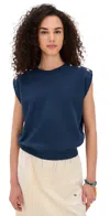Clare V Le Vest Navy W/gold Anchor Button In Blue
