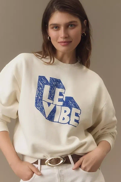 Clare V Le Vibe Oversized Sweatshirt In White