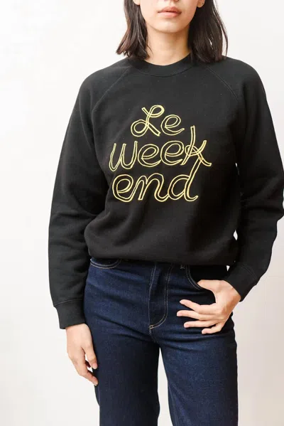 Clare V Le Weekend Sweatshirt In Black & Gold