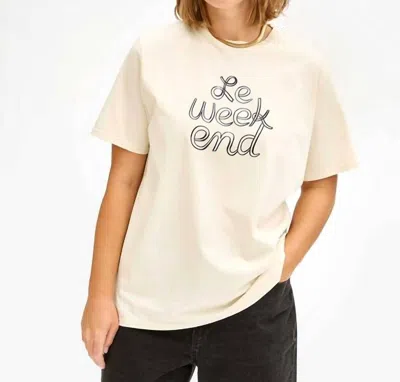 Clare V Le Weekend Tee In Cream And Navy In Multi