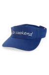 Clare V Le Weekend Visor In Royal Blue W/cream Letters