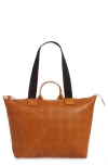 CLARE V LE ZIP SAC PERFORATED LEATHER TOTE
