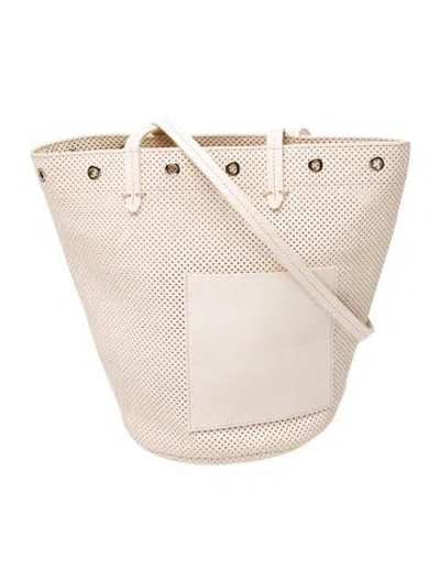 Pre-owned Clare V Leather Bucket Bag In Neutral