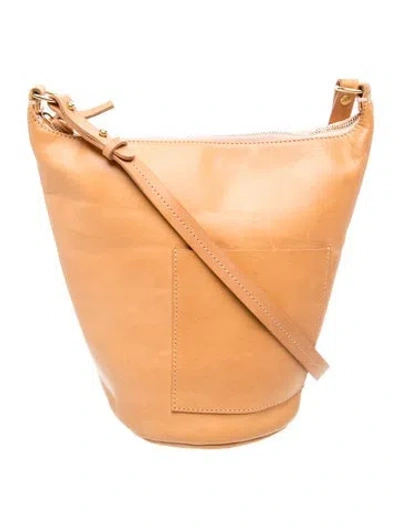 Pre-owned Clare V Leather Bucket Bag In Neutral