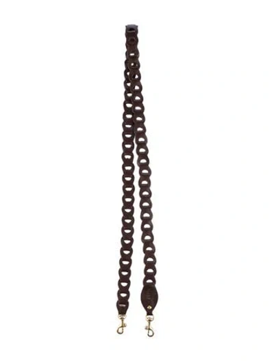Pre-owned Clare V Leather Chain Link Crossbody Strap In Brown