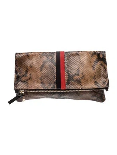 Pre-owned Clare V Leather Clutch In Brown