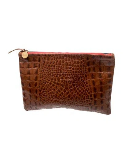 Pre-owned Clare V Leather Clutch In Brown