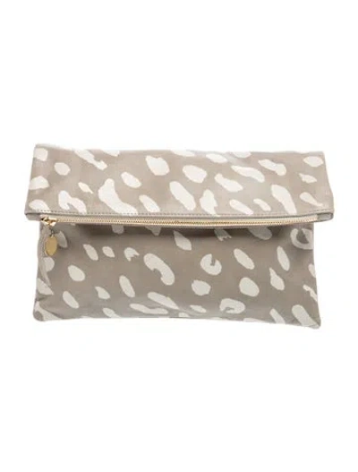 Pre-owned Clare V Leather Clutch In Grey