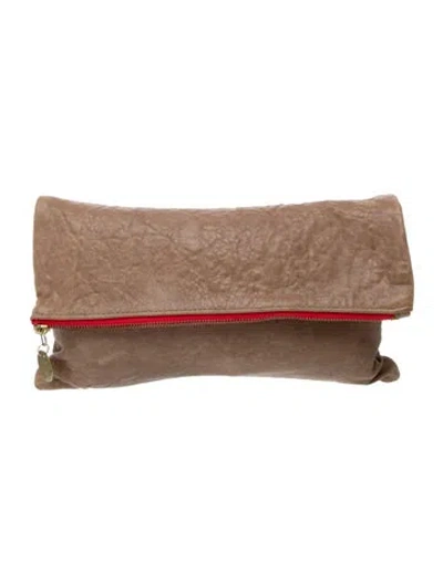 Pre-owned Clare V Leather Clutch In Neutral