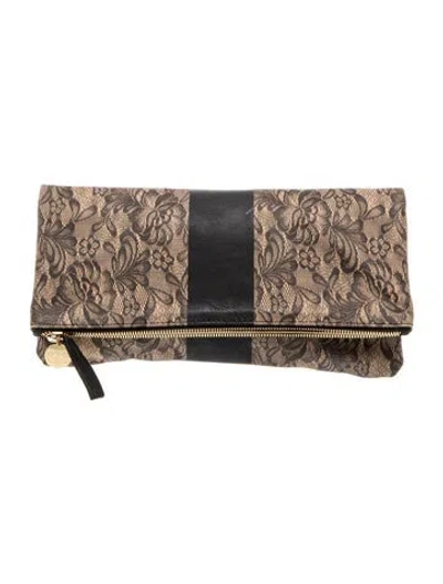 Pre-owned Clare V Leather Clutch In Neutral