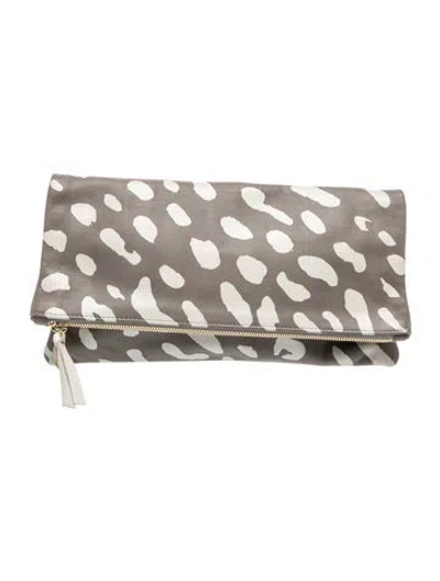 Pre-owned Clare V Leather Clutch In Neutral