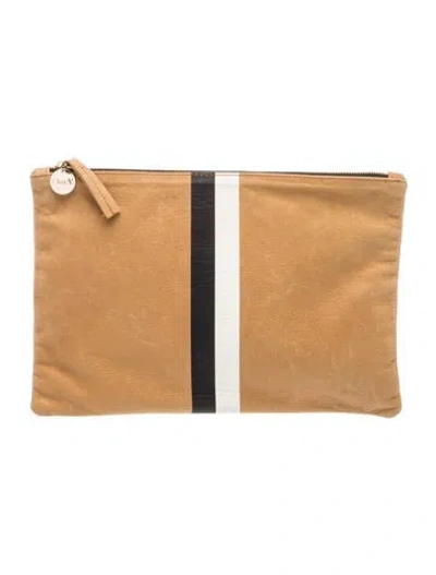 Pre-owned Clare V Leather Clutch In Neutral
