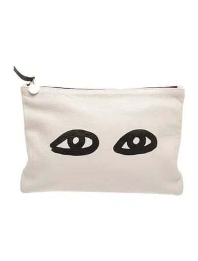 Pre-owned Clare V Leather Clutch In Neutral