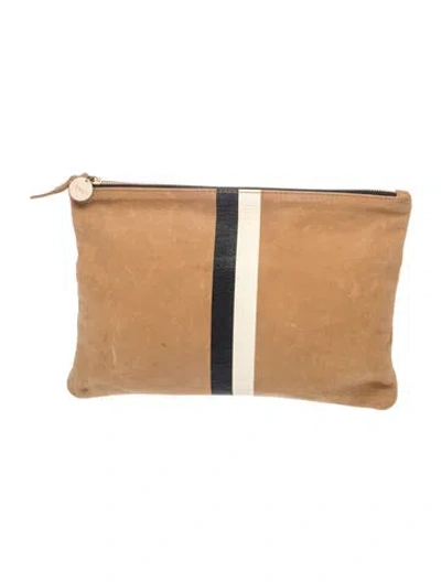 Pre-owned Clare V Leather Clutch In Neutral