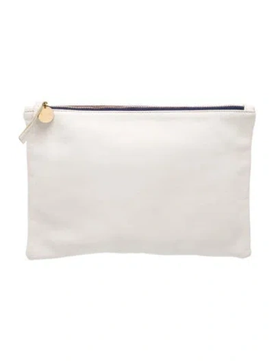 Pre-owned Clare V Leather Clutch In Neutrals