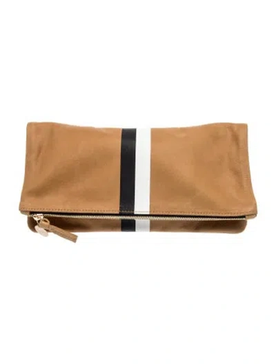Pre-owned Clare V Leather Clutch In Neutrals