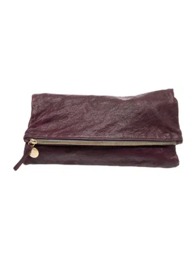 Pre-owned Clare V Leather Clutch In Purple