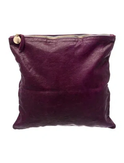 Pre-owned Clare V Leather Clutch In Purple