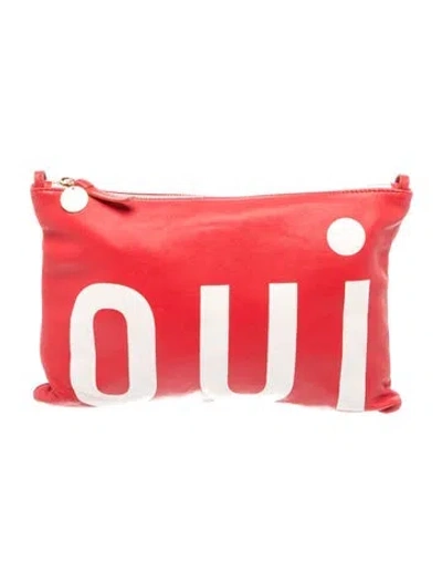 Pre-owned Clare V Leather Clutch In Red