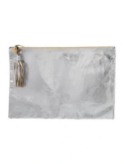 Pre-owned Clare V Leather Clutch In Silver