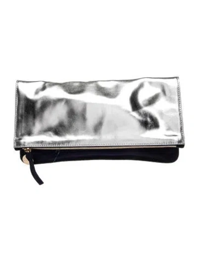 Pre-owned Clare V Leather Clutch In Silver