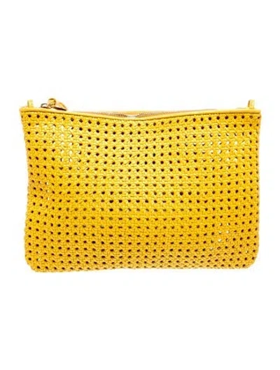 Pre-owned Clare V Leather Clutch In Yellow