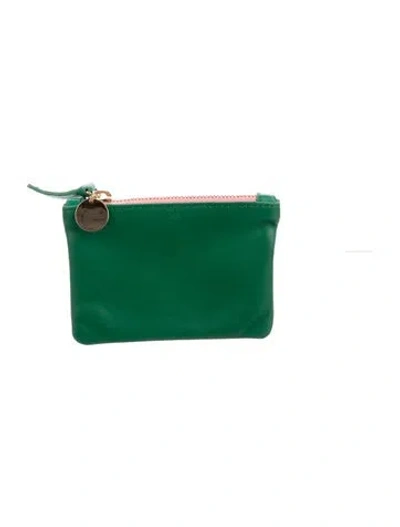 Pre-owned Clare V Leather Coin Pouch In Green