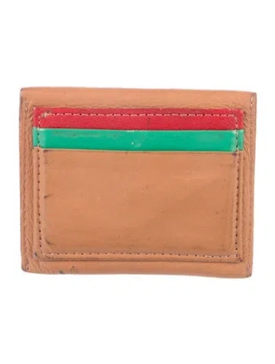 Pre-owned Clare V Leather Colorblock Pattern Card Holder In Brown