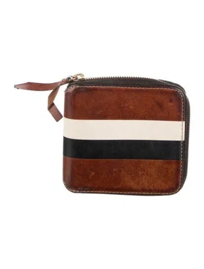 Pre-owned Clare V Leather Colorblock Pattern Wallet In Brown